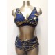 GOLDEN BEACH costume 2 pezzi taglie forti DARIA 212 senza ferretto slip alto CATENE BLU coppa C leggermente imbottito Made in It