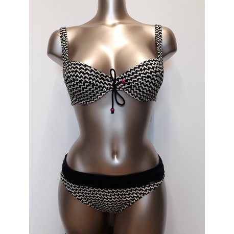 TRIUMPH costume bikini con ferretto MIX & MATCH W+MIDI coppa B OPTICAL NERO/BIANCO