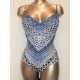 VACANZE ITALIANE costume intero 3512 imbottito con ferretto coppa C LEOPARDO BLU MIX con strass