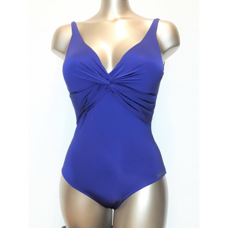 VACANZE ITALIANE costume intero PAPAYA imbottito senza ferretto BLU incrocio drappeggio