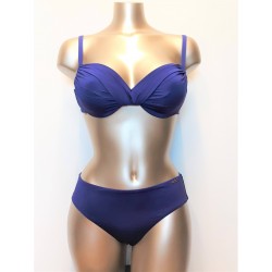VACANZE ITALIANE costume bikini con ferretto MORA slip midi BLU drappeggio