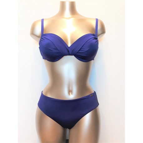 VACANZE ITALIANE costume bikini con ferretto MORA slip midi BLU drappeggio