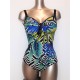 GOLDEN BEACH costume intero 390 VENERE PALME BLU/VERDE/NERO contenitivo senza ferretto Made in Italy