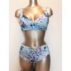 GOLDEN BEACH costume 2 pezzi taglie forti C08 152 senza ferretto slip midi FIORI AZZURRO CIELO Made in Italy