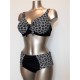 GOLDEN BEACH costume 2 pezzi taglie forti 220 CLAUDIA senza ferretto slip maxi NERO OPTICAL BIANCO Made in Italy