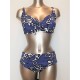BERNE' costume 2 pezzi taglie forti X197 Coppa D senza ferretto slip midi FIORI BLUETTE Made in Italy