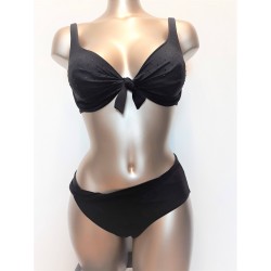 GOLDEN BEACH costume 2 pezzi 2070 BERNA Coppa D con ferretto slip maxi NERO strass bikini Made in Italy