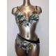GOLDEN BEACH costume 2 pezzi 235 BERNA Coppa D con ferretto slip maxi NERO PALME VERDE bikini Made in Italy
