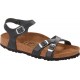 BIRKENSTOCK sandali KUMBA 1021487 pelle naturale NERO BLACK cinturini incrociati 3 fibbie