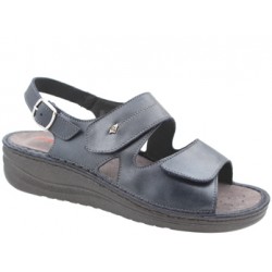 PODOLINE sandali pelle 2 fasce strappi MAMMOLA predisposti plantare estraibile BLU PERLATO OCEANO