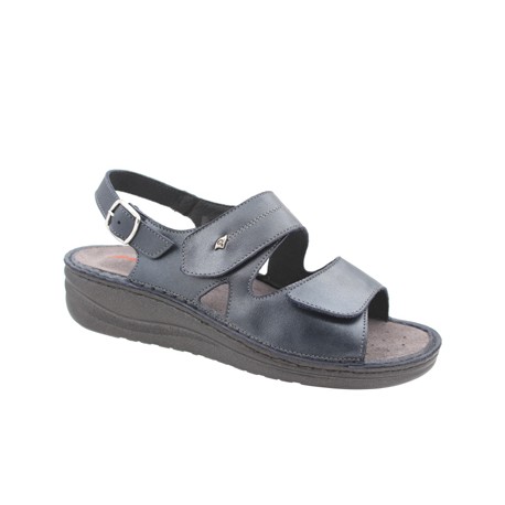 PODOLINE sandali pelle 2 fasce strappi MAMMOLA predisposti plantare estraibile BLU PERLATO OCEANO