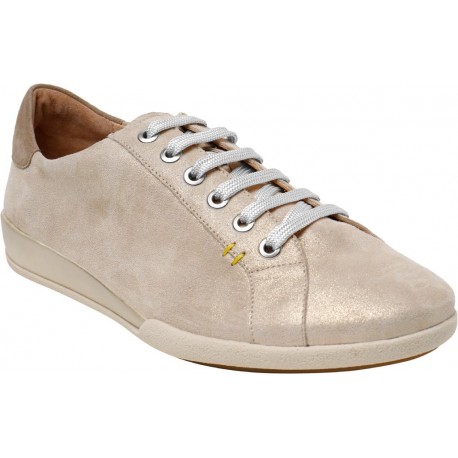 BENVADO scarpa pelle capra sneaker con lacci MIETTA plantare estraibile ORO GLITTER camoscio
