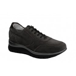 LOREN scarpe sneaker ortopediche lacci A1099 DIAB plantare estraibile NERO CAMOSCIO calzata molto larga