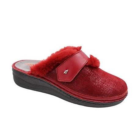 PODOLINE Ciabatte automodellanti pelliccia FOLLINA plantare estraibile ROSSO strappo