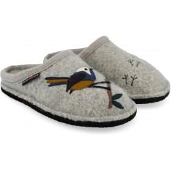 HAFLINGER pantofole FLAIR SONGBIRD 313094 plantare lana cotta antiscivolo GRIGIO MELANGE