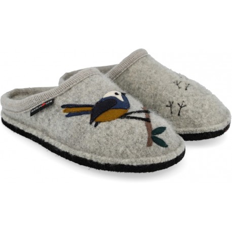 HAFLINGER pantofole FLAIR SONGBIRD 313094 plantare lana cotta antiscivolo GRIGIO MELANGE