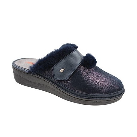 PODOLINE Ciabatte automodellanti pelliccia FOLLINA plantare estraibile BLU strappo