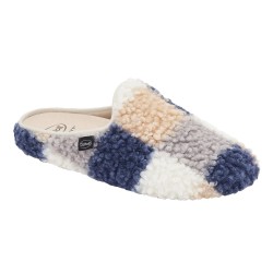 SCHOLL ciabatte microfibra pelliccia boucle' MADDY plantare estraibile BioPrint BLU MULTICOLOR invernale