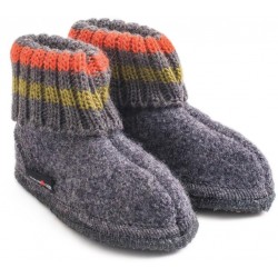HAFLINGER pantofole bambino unisex PAUL 63105104 ANTHRAZIT lana cotta GRIGIO 