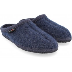 HAFLINGER pantofole unisex ALASKA 611001072 JEANS lana cotta BLU 43 44 45 46