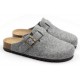 LOWENWEISS sabot pantofole ciabatte feltro lana BELT tirolesi sughero GRIGIO con cinturino