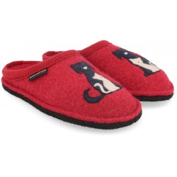 HAFLINGER pantofole FLAIR CANEGATTO ROSSO 313097 plantare lana cotta antiscivolo