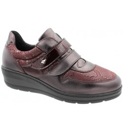 PODOLINE scarpe pelle URBANA con 2 strappi BORDEAUX plantare estraibile + setaflex