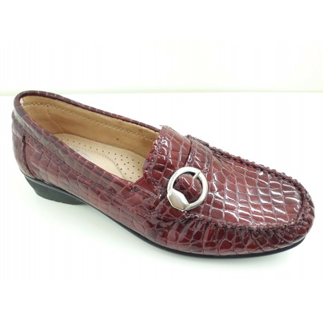 LOREN morbido mocassino K3866  stampato COCCO/ PELLE/ ROSSO/ VERNICE plantare estraibile