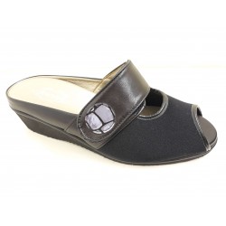 LOREN ciabatte elasticizzate pelle/setaflex 1 strappo L7861 NERO plantare pelle