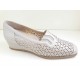 LOREN scarpa donna estiva pelle traforata 60424 calzata ampia NAPPA/AVORIO/PERLATO plantare estraibile