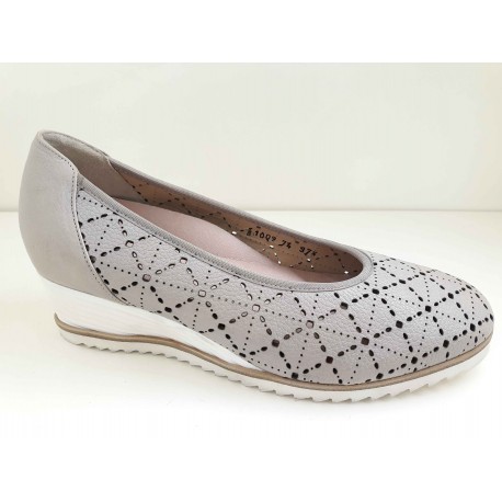 LOREN scarpa donna estiva pelle forata rombi A1009 BUFALO/SABBIA plantare estraibile