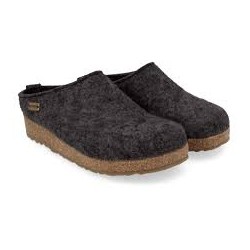 HAFLINGER pantofole WEDGE JULIETTE 762018 feltro di lana cotta fondo sughero gomma GRAFITE