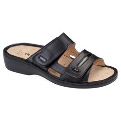 BENEXA Ciabatte 2 fasce strappi 5924 predisposte plantare estraibile NERO pelle