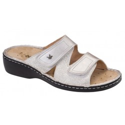 BENEXA Ciabatte 2 fasce strappi 8568 predisposte plantare estraibile ARGENTO pelle