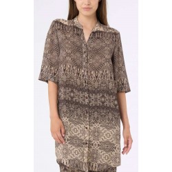 RAGNO Abito Chemisier EcoSeta freschissimo mussola di viscosa DH87DE bottoni caftano T.MORO FANTASIA