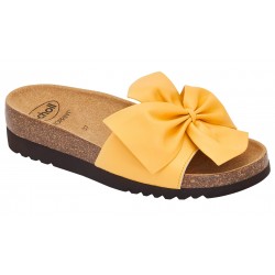 SCHOLL ciabatte sandali fiocco pelle BOWY 2.0 plantare BioPrint GIALLO OCRA