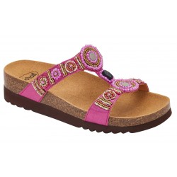 SCHOLL ciabatte sandali NEW BOGOTA' WEDGE plantare BioPrint ROSA FUXIA perline pietre