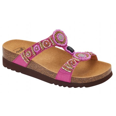SCHOLL ciabatte sandali NEW BOGOTA' WEDGE plantare BioPrint ROSA FUXIA perline pietre