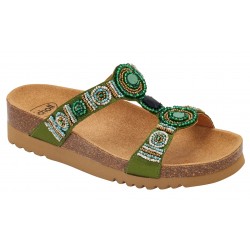SCHOLL ciabatte sandali NEW BOGOTA' WEDGE plantare BioPrint VERDE perline pietre
