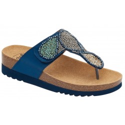 SCHOLL ciabatte infradito strappo TANISHA 23 sandali plantare BioPrint perline BLU MULTICOLOR