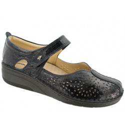 PODOLINE Scarpa sandalo traforato pelle SONA predisposta plantare estraibile BLU MARLEY