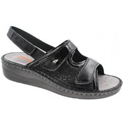 PODOLINE sandali pelle stretch 2 strappi VICENZA predisposti plantare estraibile NERO naplack