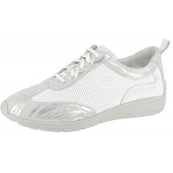SANAGENS scarpe donna WASH 120 lacci plantare estraibile BIANCO/ARGENTO pelle camoscio traforata lavabile