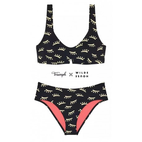 TRIUMPH costume 2pezzi senza ferretto FLEX SMART SUMMER bikini NERO imbottitura estraibile 