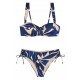 TRIUMPH costume 2 pezzi a fascia senza ferretto SUMMER ALLURE DP+ SLIP MAXI cup C BLU/PANNA 