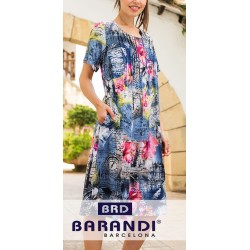 BARANDI abito maniche corte vestito copri costume GOYA 182 taglie forti svasato mezza manica FANTASIA S-XXXL 