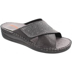 PODOLINE Ciabatte incrociate con strappo ISSIME predisposte plantare estraibile ANTRACITE STRASS