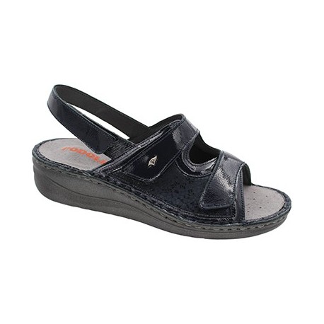 PODOLINE sandali pelle stretch 2 strappi VICENZA predisposti plantare estraibile BLU naplack
