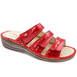 PODOLINE Ciabatte 3 fasce strappi FALMENTA predisposte plantare estraibile ROSSO COCCO VERNICE