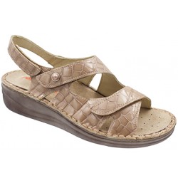 PODOLINE sandali pelle strappi COSENZA predisposti plantare estraibile BEIGE COCCO VERNICE